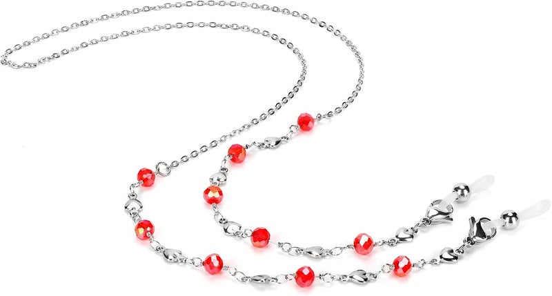 Hongeely Eyeglass Chain Silver Stainless Steel Handmade Necklace for Reading Glasses Sunglass Beaded Chains for Men Women - Image 2